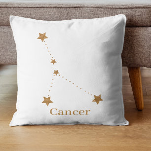 Almofada Símbolo Zodiac Moderno - Cancer Dourado Água Ele