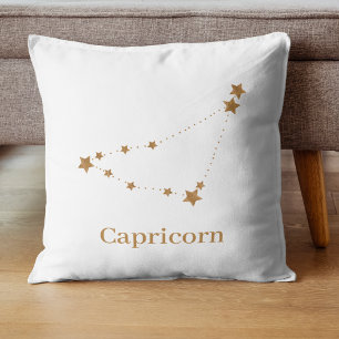 Almofada Símbolo Zodiac Moderno, Capricórnio Dourado Elem