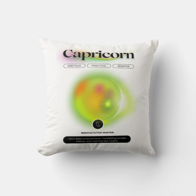 Almofada Símbolo Zodiano Moderno Capricórnio Citação Elemen (Frente)