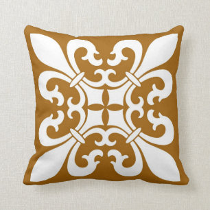 Almofada Símbolos da flor de lis no branco no caramelo
