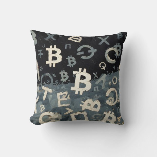 Almofada Símbolos de Bitcoin (Estilo: D) (Frente)