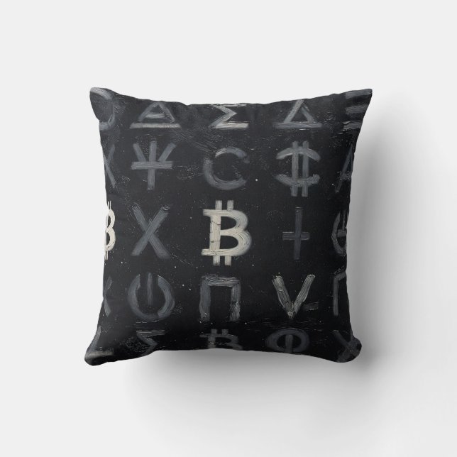 Almofada Símbolos de Bitcoin (Estilo: E) (Verso)
