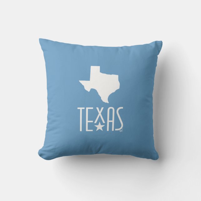 Almofada Símbolos do Texas, branco do Texas, fundo azul (Frente)
