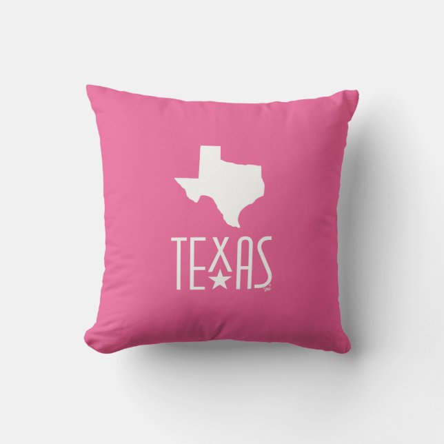 Almofada Símbolos do Texas, branco do Texas, fundo rosa (Frente)