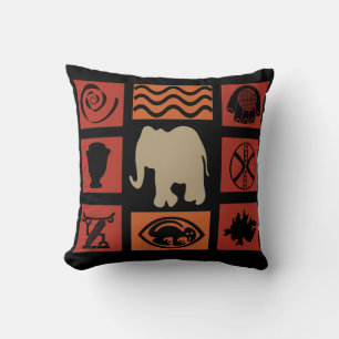 Almofada Símbolos tribais africanos abstratos arte de elefa