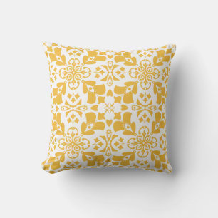 Almofada Simétrica Moderna do Padrão Amarelo Floral Elegant