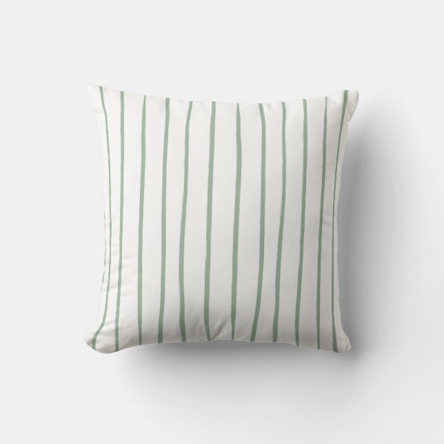 Almofada Simple Elegant Green And White Stripe Pattern. (Frente)