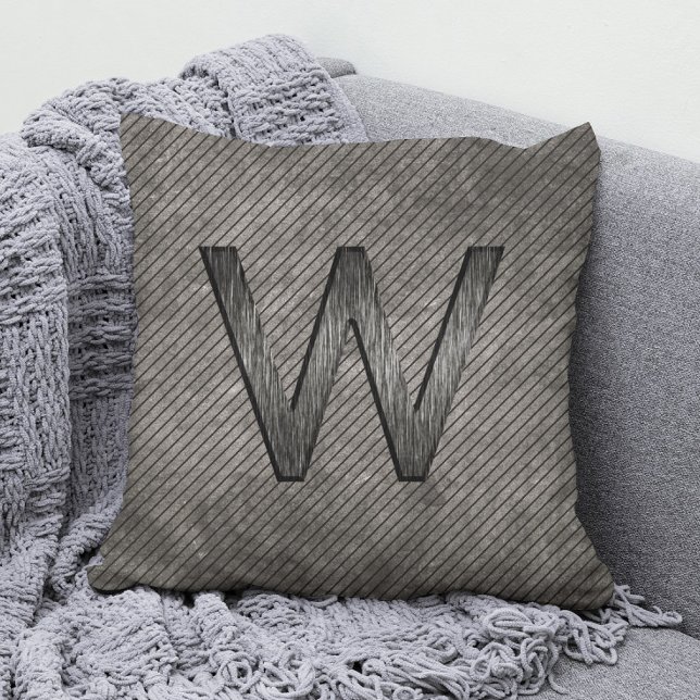 Almofada Simples Cinza de Carvões Personalizados em Monogra (Criador carregado)