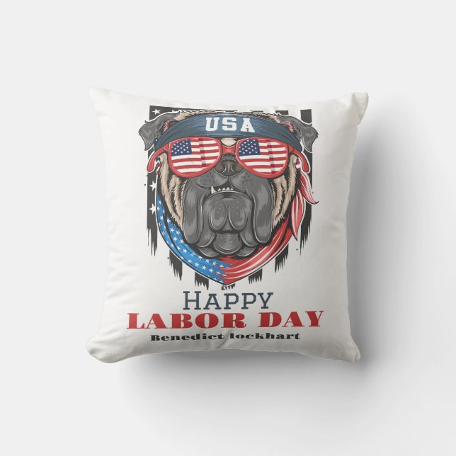 Almofada Simples Dia do Trabalho Elegante com bandeira T-Sh (Frente)