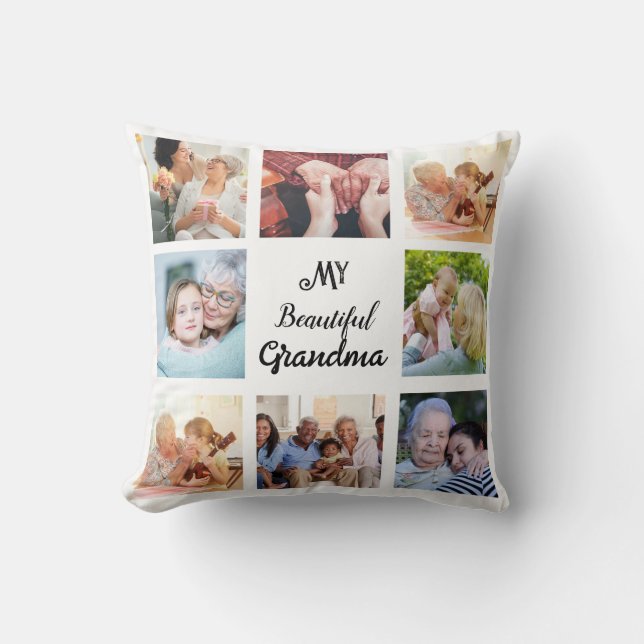 Almofada Simples e Chic| Colagem de Fotos para a Vovó (Frente)