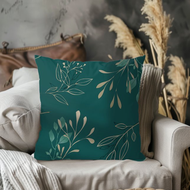 Almofada Simples Elegante Moderno Deixa O Teal Escuro (Criador carregado)