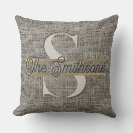 Almofada Simples Elegante Moderno Rústico Dourado Monograma