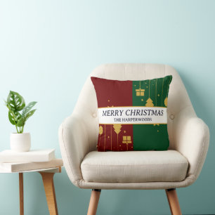 Almofada Simples família de Natal Decorativa Moderna Elegan