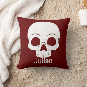 Almofada Simples Halloween Dia Skull Nome Spooky