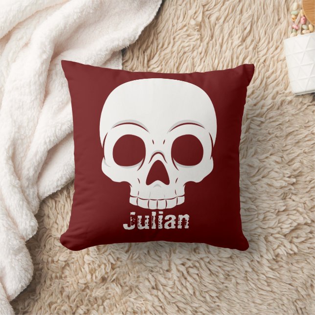 Almofada Simples Halloween Dia Skull Nome Spooky (Cobertor)