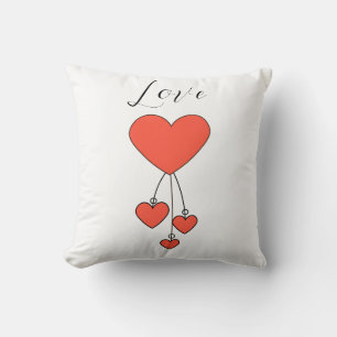 Almofada Simples ilustração com corações escarlate Love