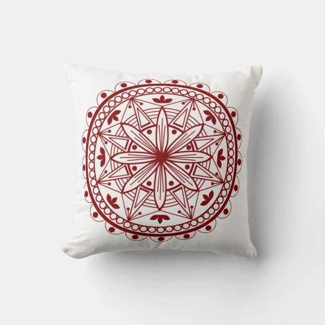 Almofada Simples Mandala Vermelha Profunda (Frente)