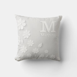 Almofada Sinais brancos, florais, gravados, personalizados