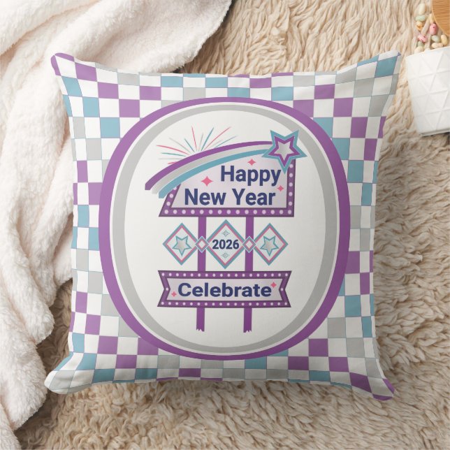 Almofada Sinal de Ano Novo Feliz Retrô – Celebre Marquee (Cobertor)