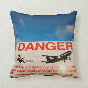 Almofada Sinal de aviso perto do aeroporto do St. Maarten,