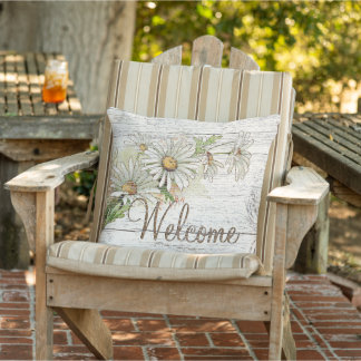 Almofada Sinal de boas-vindas Bonito Vintage Daisy Flowers