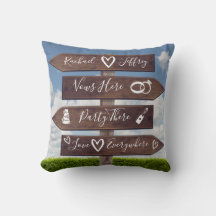 Sinal de Direção de Casamento Rústico