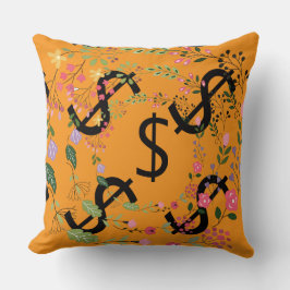 Almofada Sinal de Dólar Duo Tom Laranja Floral