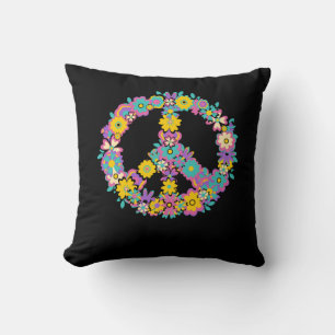 Almofada Sinal de Paz Amor 60 anos 70 Tie Dye Hippie Flo