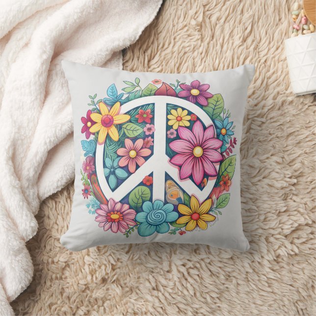Almofada Sinal de Paz Boho Hippy 60 70 (Cobertor)