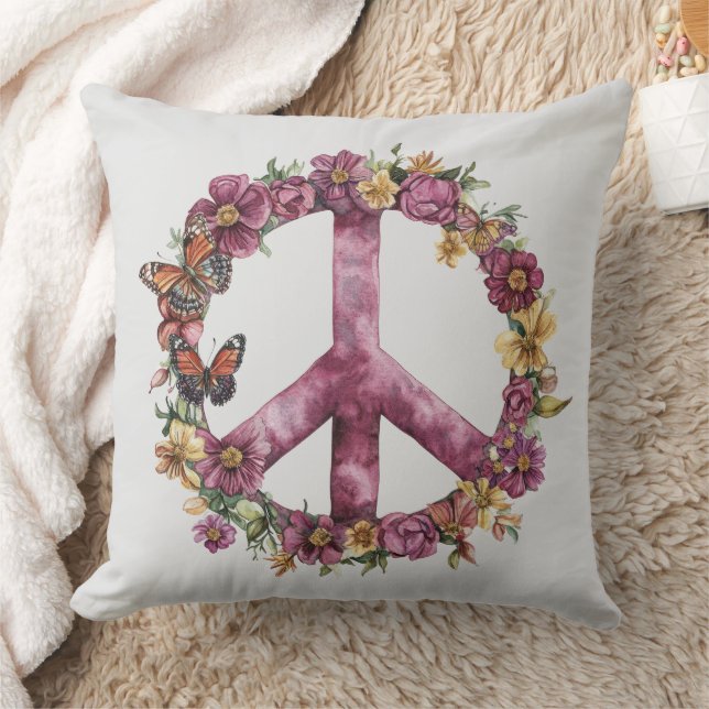 Almofada Sinal de Paz Boho Hippy 60s 70s (Cobertor)