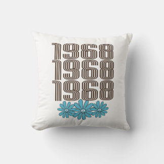 Almofada Sinal de Paz de 1968 Aqua Hippie Flower Power
