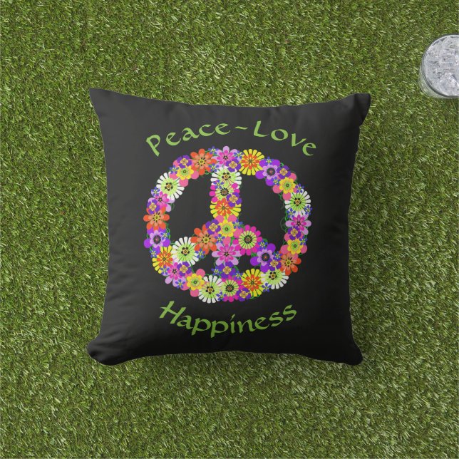 Almofada Sinal de Paz Floral Ama Felicidade (Grama)