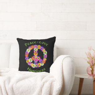 Almofada Sinal de Paz Floral Ama Felicidade