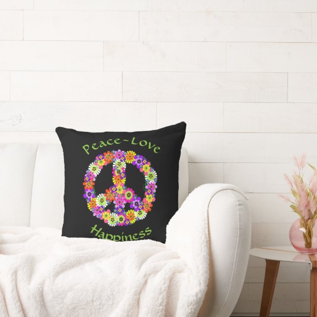 Almofada Sinal de Paz Floral Ama Felicidade (Sofá)