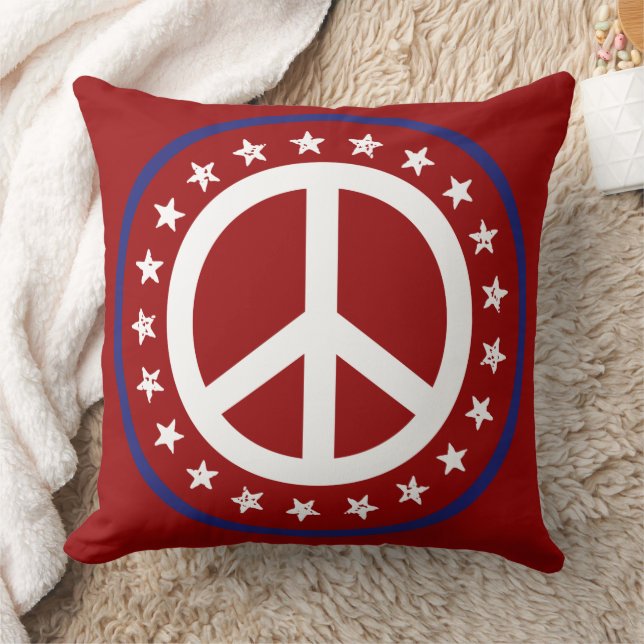 Almofada Sinal de Paz Vermelho Branco e Azul Náutico e Estr (Cobertor)