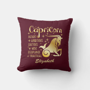 Almofada Sinal do Zodíaco Capricórnio Personalizado Dourado