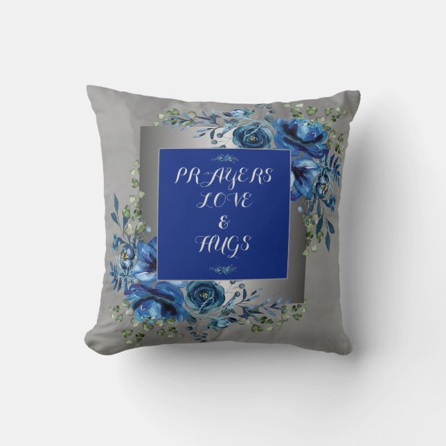 Almofada Sinfonia de Pétalas Prata e Azul (Frente)