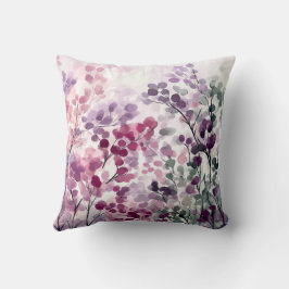 Almofada Sinfonia Floral de Lavanda & Ameixa em Aquarela