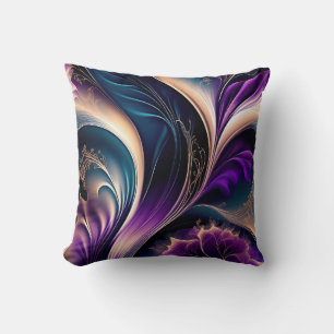 Almofada Sinfonia Floral - Deep Purple - Arte Abstrata Dour