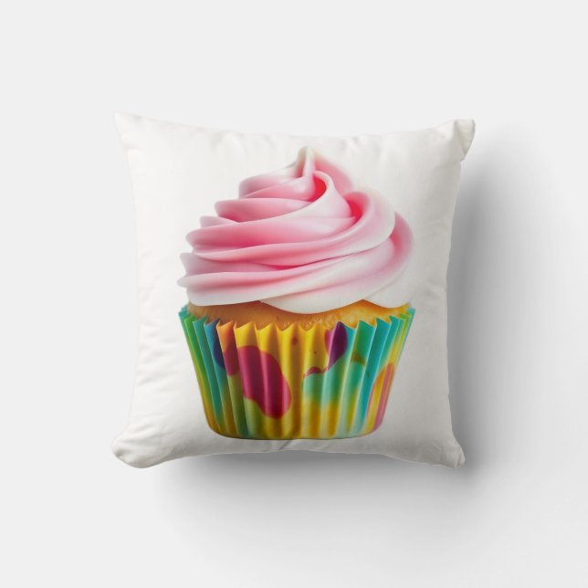 Almofada Single Cupcake with Pink and White Frosting (Frente)