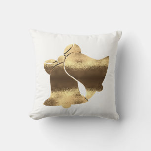 Almofada Sinos de Natal Branco e Dourado Elegante Festivo