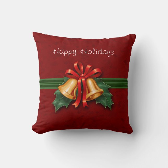 Almofada Sinos de Natal e Holly Red (Frente)