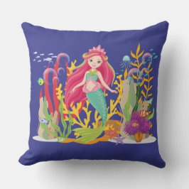 Almofada Siren Oceano: Cabelo Vermelho Longo