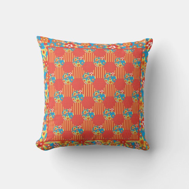 Almofada Sistema Floral Laranja Ditsy Cushion travesseiro d (Frente)