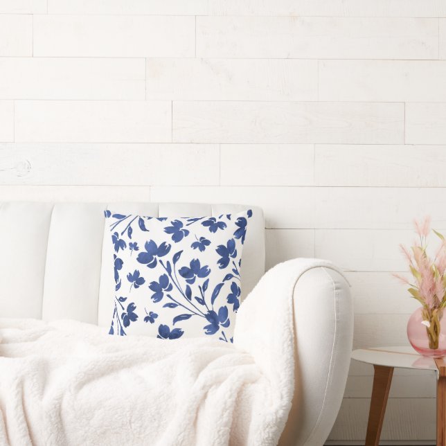 Almofada Sistemas de Flores Indigo Watercolor (Sofá)