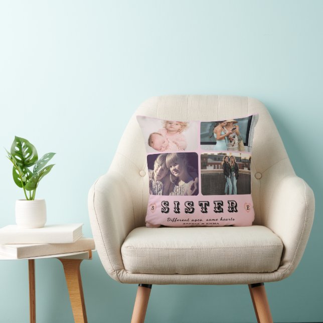 Almofada Sister Photo Collage – Different Ages, Same Hearts (Cadeira)