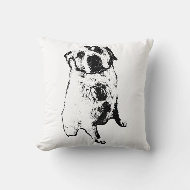 Almofada Sitting Dog Art Throw Pillow (Frente)