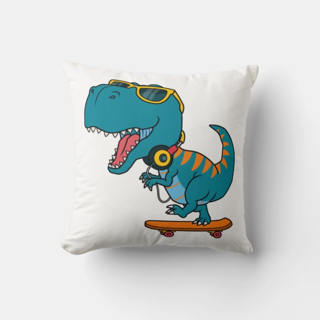 Almofada skateboard de dinossauro (Frente)
