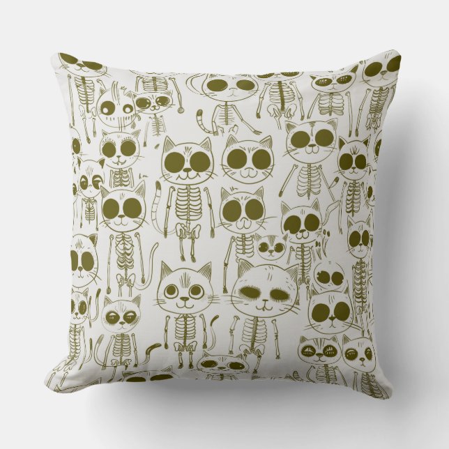 Almofada Skeleton Cat Fish Skeleton Leggings Ósseas (Frente)