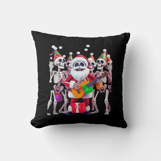 Almofada **Skeleton Santa Party – Funny 3D Christmas Skelet (Frente)